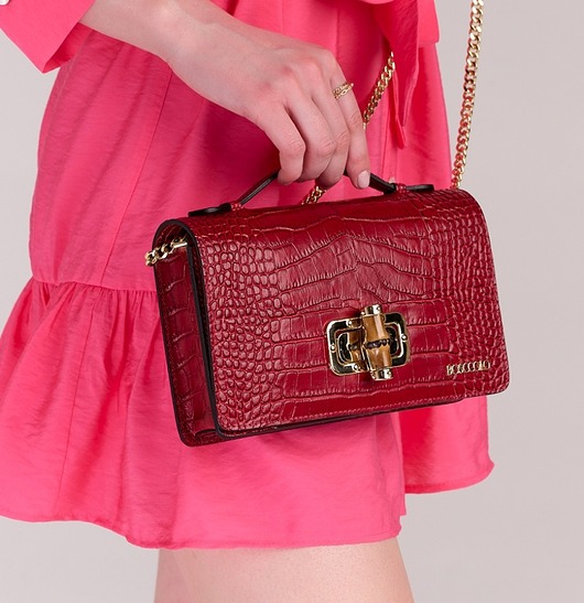 torby na ramię Torebka Skórzana - bordowa - uchwyt i pasek (6736)