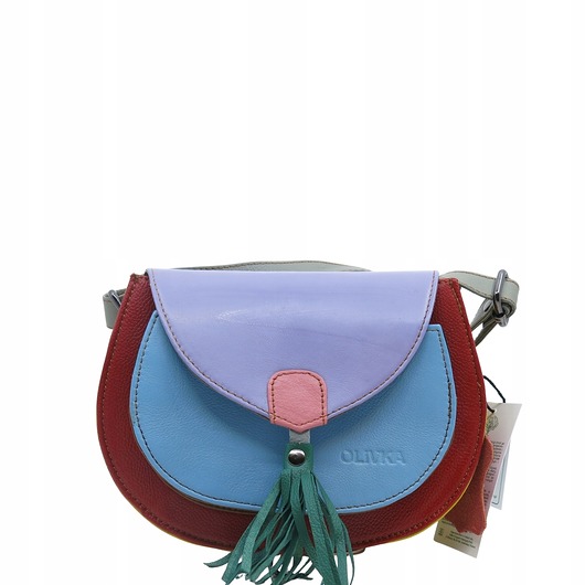 torby na ramię Torebka skórzana damska listonoszka oryginalna kolorowa zero waste OLIVKA