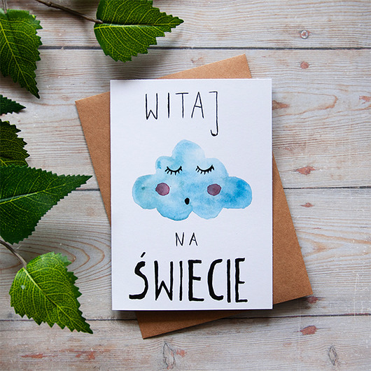 Kartka Witaj na Świecie - Chmurka Gosia Sendlewska
