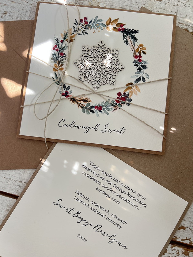 kartki świąteczne Wyjątkowa ręcznie robiona kartka świąteczna na Boże Narodzenie