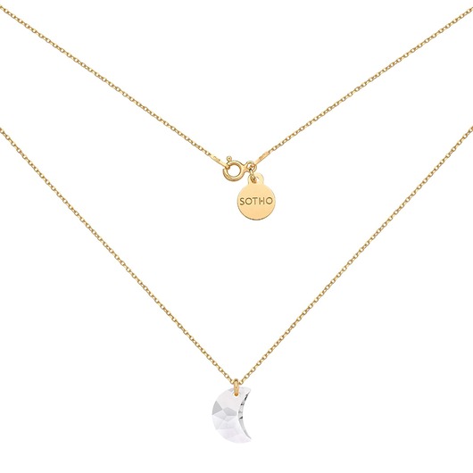 złote naszyjniki Złoty naszyjnik z księżycem SWAROVSKI CRYSTAL