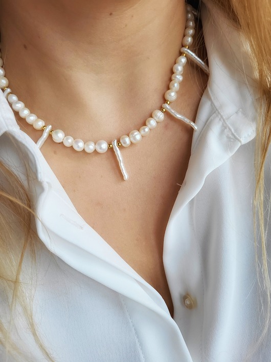 Biżuteria ślubna Naszyjnik typu choker z naturalnych pereł hodowlanych
