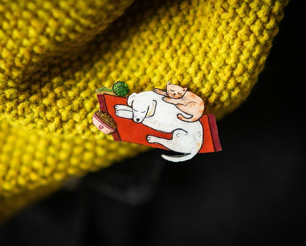 broszki Broszka z psyjaciółmi psem i kotem