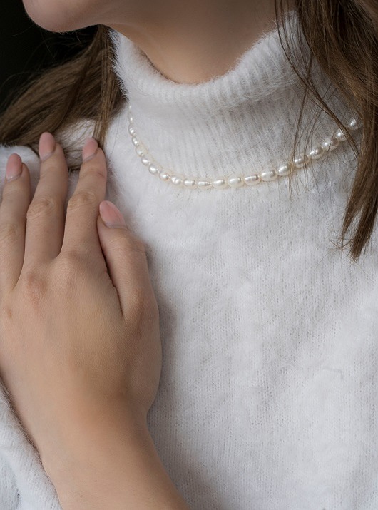 chokery Naszyjnik choker perły oliwka