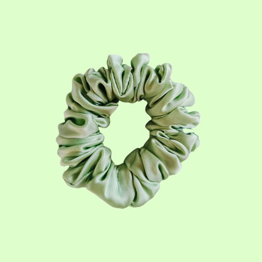gumki do włosów Gumka jedwabna, scrunchie, frotka limonkowy zefir MIDI