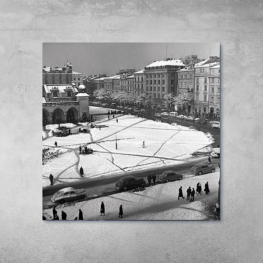 fotografia Plakat Vintage - Rynek Główny w Krakowie Zimą