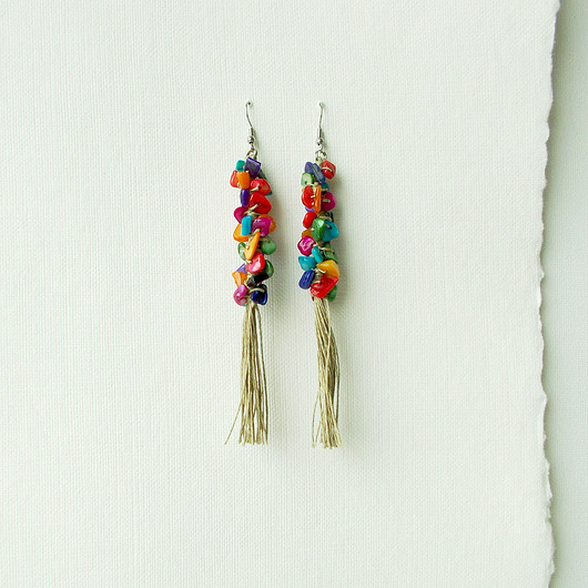 kolczyki z kamieniami Kolczyki Etniczne boho