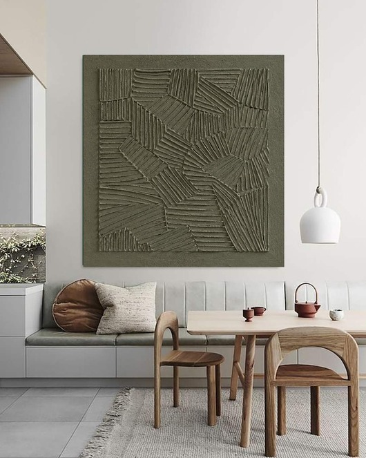 obrazy Płaskorzeźba ścienna z kompozytu żywiczego kolor Olive Gray