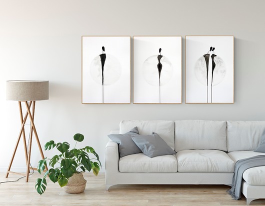 zestaw 3 obrazów 50 x 70 cm malowany ręcznie Krystyna Siwek Art