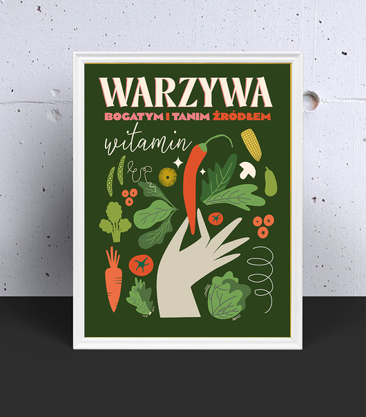 plakaty Plakat  do kuchni  warzywa źródłem witamin 50x70