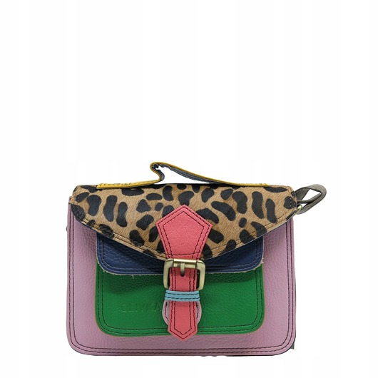 torby na ramię Torebka damska skórzana listonoszka kolorowa rączka regulowany pasek OLIVKA