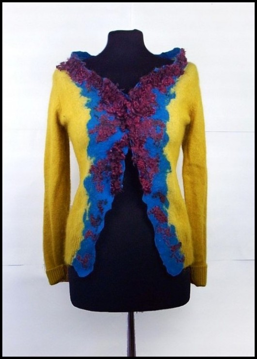 Jedwabnofilcowy Cardigan Sweterek: S / M filcant