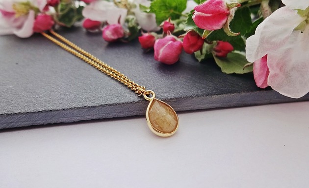 NASZYJNIK SZAFIR ŻÓŁTY SREBRO 925 Loa Jewellery
