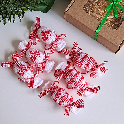 dekoracje świąteczne Cukierki  na choinkę, zestaw  6szt.