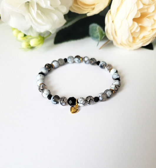 bransoletki z kamieni naturalnych Miłość i ochrona z TURMALINEM i serduszkiem