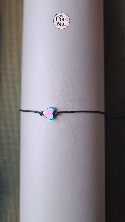 bransoletki na sznurku Bransoletka serduszko hematyt sznurek