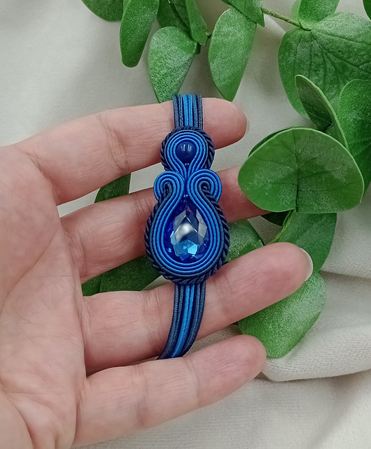 bransoletki soutache Bransoletka sutasz, szafirowa bransoletka, soutache, niebieska wąska
