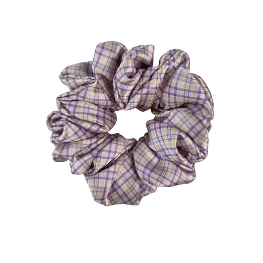 gumki do włosów Gumka jedwabna, scrunchie, frotka lawendowa krata MAXI