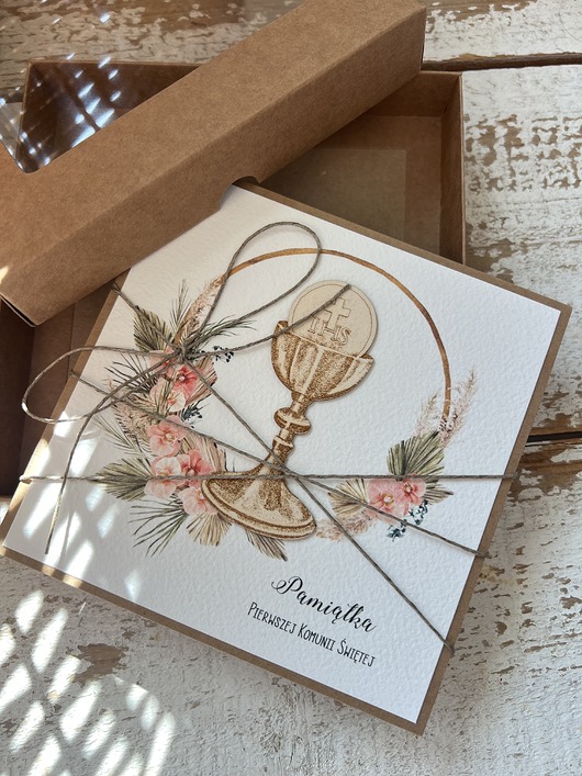 kartki na komunię Kartka na komunię ręcznie robiona - Pamiątka Komunii