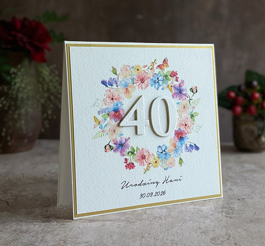 kartki scrapbooking Personalizowana kartka na 40. urodziny w zestawie, BH 35d