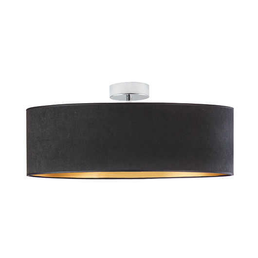 plafony Duża lampa sufitowa do salonu z czarnym abażurem WENECJA VELUR fi - 60 cm