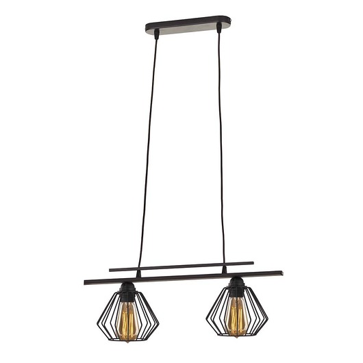 lampy wiszące Czarna lampa wisząca druciana 2 - punktowa BURGOS LOFT