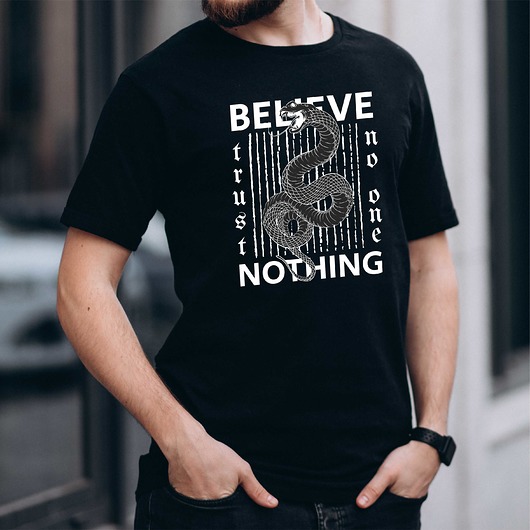 t-shirty męskie Koszulka  z nadrukiem Believe nothing