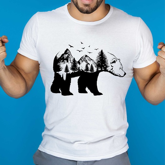 t-shirty męskie Koszulka  z nadrukiem Niedźwiedź