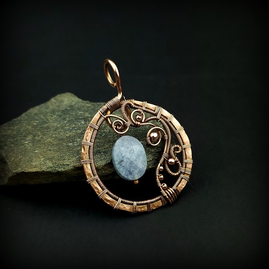 wisiory Akwamaryn wisiorek wire wrapping