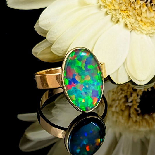 pierścionki złote Pierścionek czarny opal w złocie 585