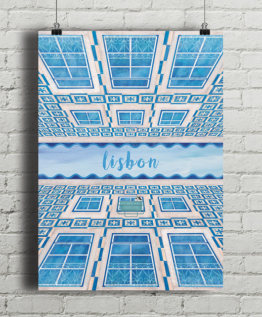 plakaty Plakat Lizbona - kamienice z azulejos