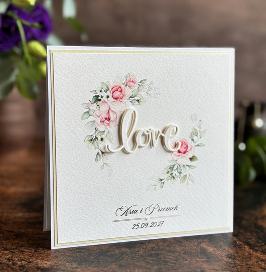 zaproszenia i kartki na ślub Personalizowana kartka na ślub / WEDDING CHARM Pastelle, WP26