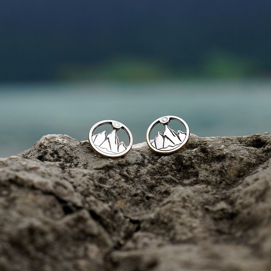 kolczyki srebrne Kolczyki srebrne Góry w słońcu 