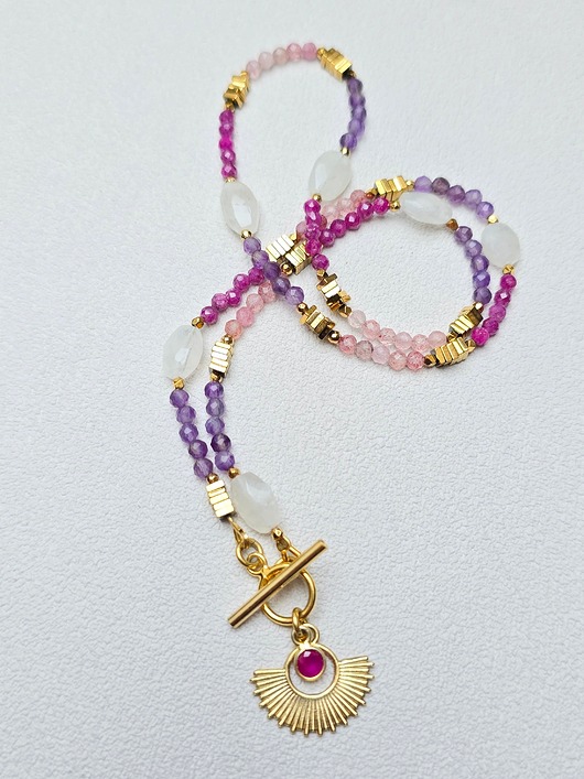 srebrne naszyjniki Naszyjnik Rubin w  Słońcu