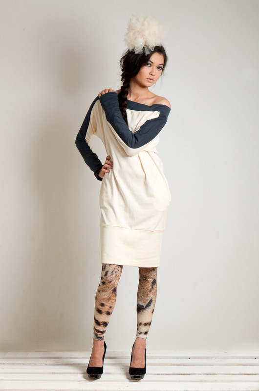 sukienka - symmetric cream gray OCE eco streetwear