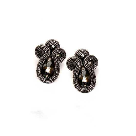 Kolczyki soutache - kryształ Swarovski Silver Night maanuela