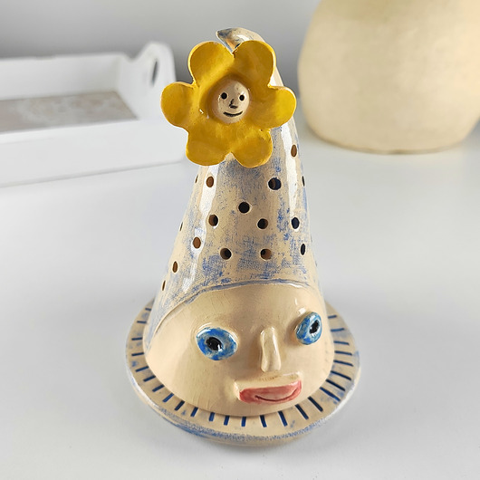 świeczniki i świece Ceramiczny Pan lampion z kwiatkiem