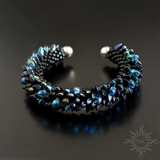 bransoletki ze szkła Derven, smocza bransoleta cuff, beading