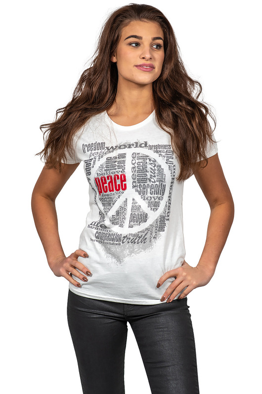 t-shirt damskie T-shirt damski UNDERWORLD Peace biały