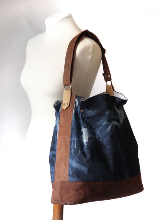 torba - navy blue jeans batik&chocolate - elfagado