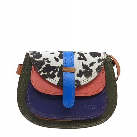 torby na ramię Torebka damska na ramię skórzana pojemna kolorowa ze skrawków eko OLIVKA