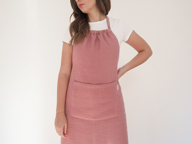 fartuchy kuchenne Lniany fartuszek classic DUSTY PINK