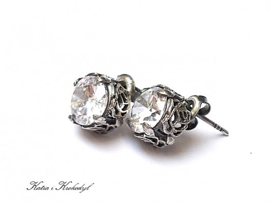 kolczyki wire wrapping Koronkowe -crystal sztyfty