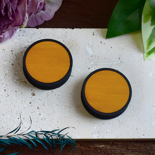 biżuteria różna Tunele do uszu 10-100mm / wypełnienie z drewna / miodowy