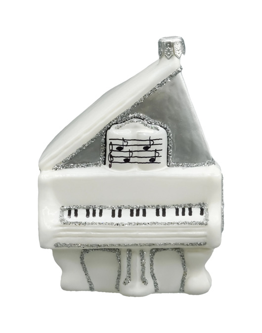 ozdoby choinkowe Bombka choinkowa: Fortepian z nutami: biały