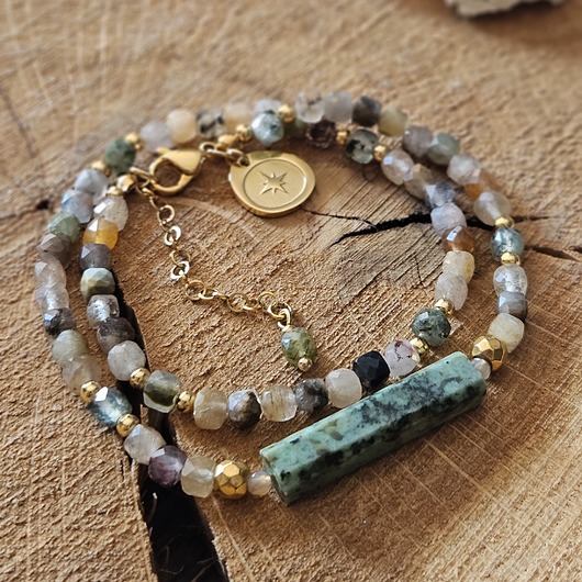 bransoletki z kamieni naturalnych Bransoletka i choker z minerałami 2w1