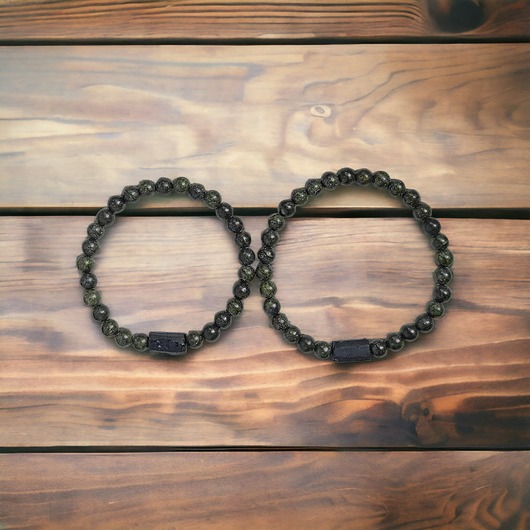 bransoletki z kamieni naturalnych KOMPLET dla PARY : jaspis & turmalin : ochronne bransoletki