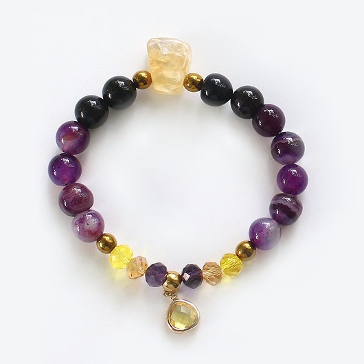 bransoletki z kamieni naturalnych Surowy cytryn druza agat fioletowy hematyt