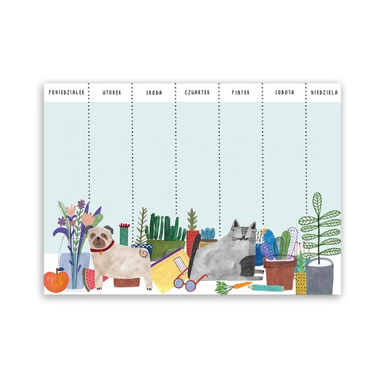 kalendarze i plannery Planner Tygodniowy  PIES Z KOTEM