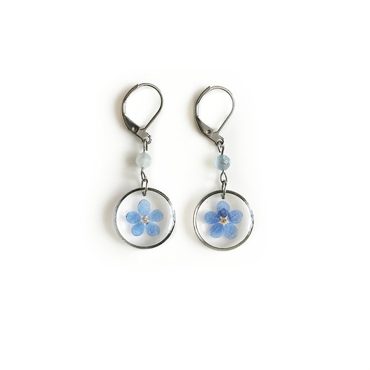 kolczyki z żywicy Kolczyki z niezapominajkami, prezent urodzinowy